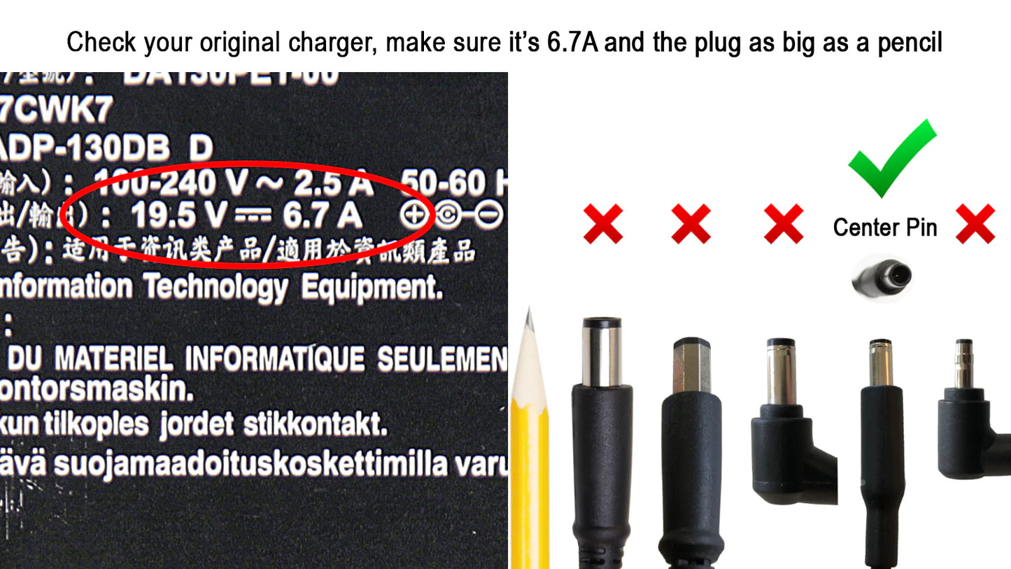 DELL LAPTOP CHARGER 130W 19.5V 6.7A GENUINE Original ( 4.5 MM )