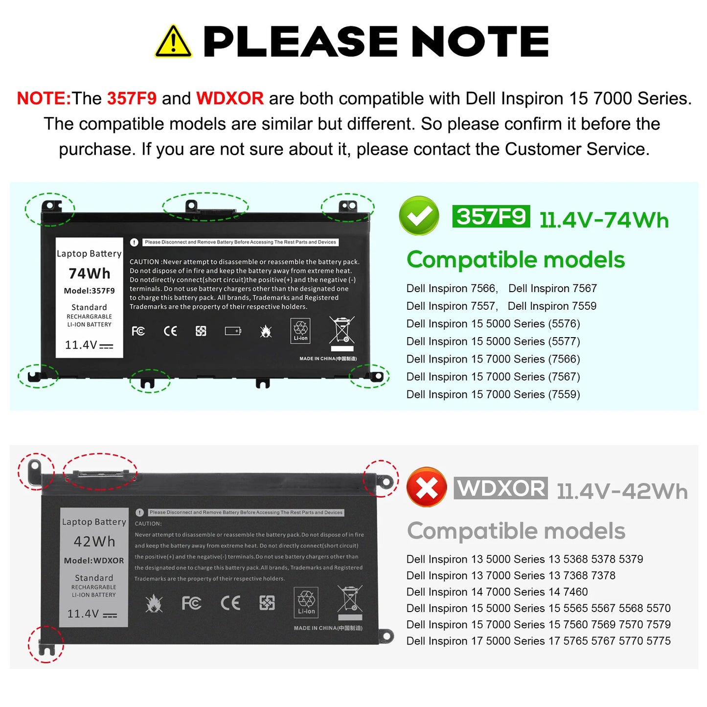 DELL  Inspiron 15 7559 – 357F9 Genuine Original Laptop Notebook Battery