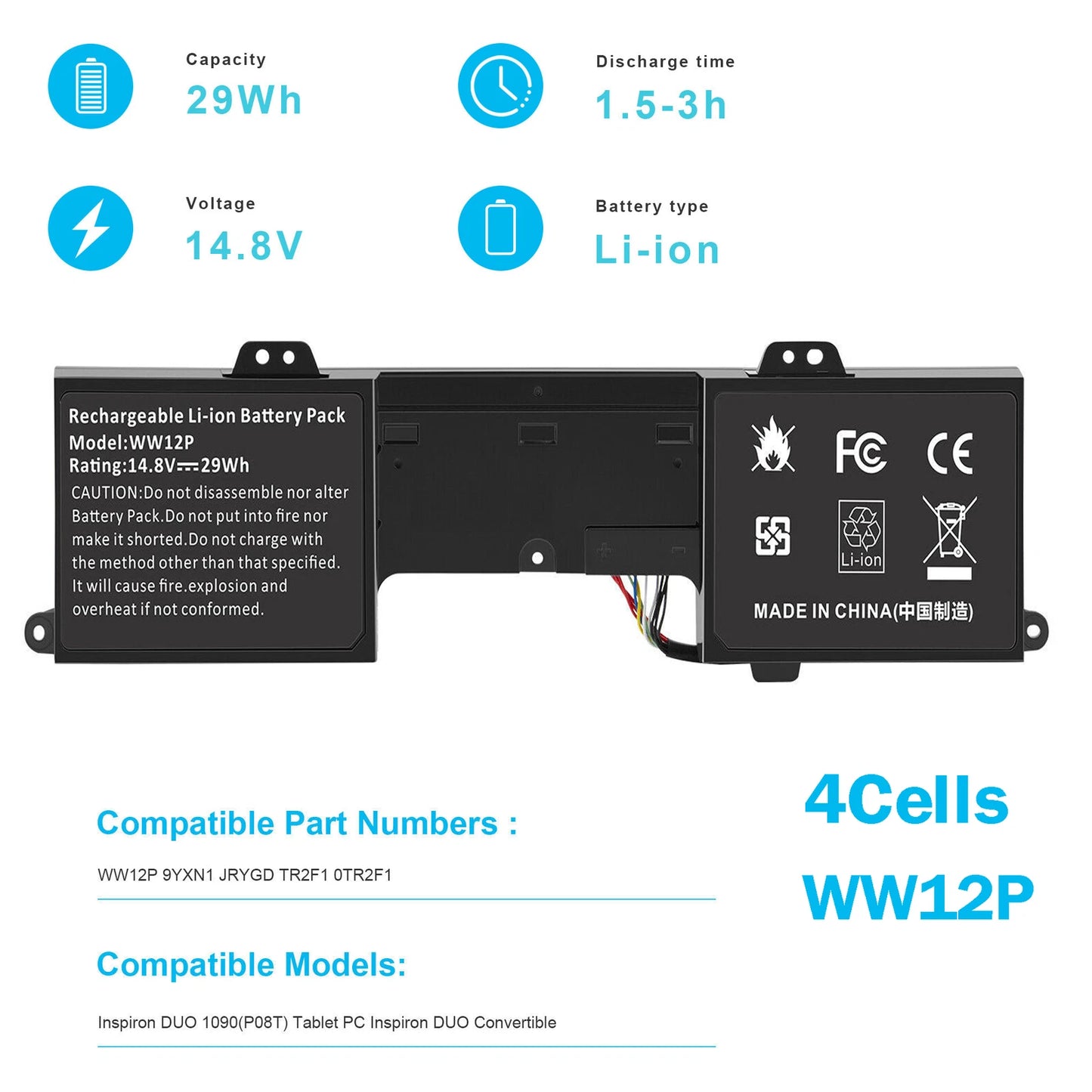 DELL WW12P - WW12P Genuine Original  Laptop Notebook Battery
