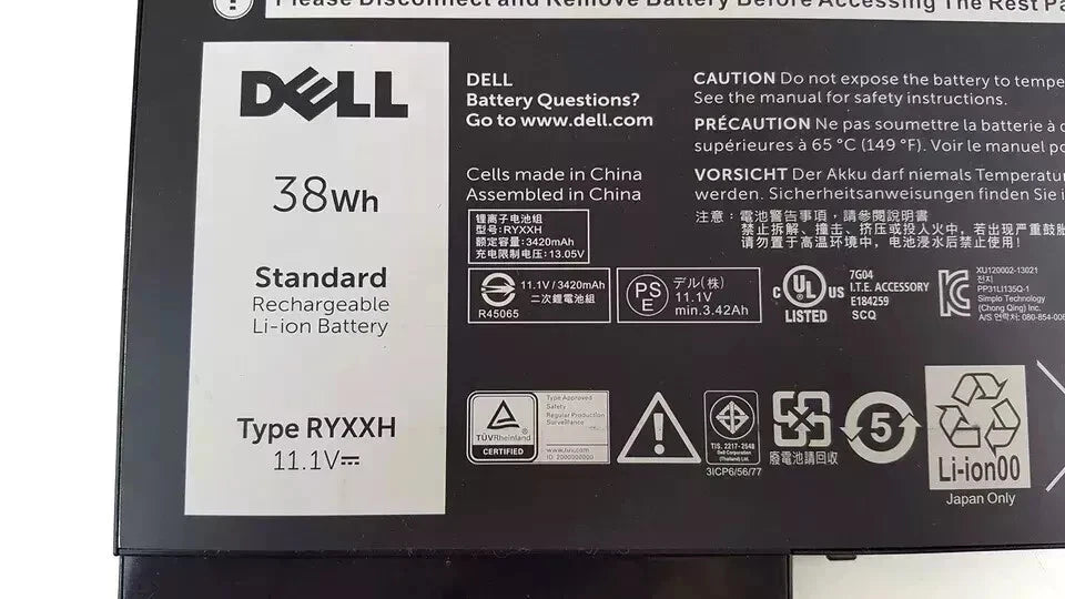 DELL RYXXH - RYXXH Genuine Original  Laptop Notebook Battery