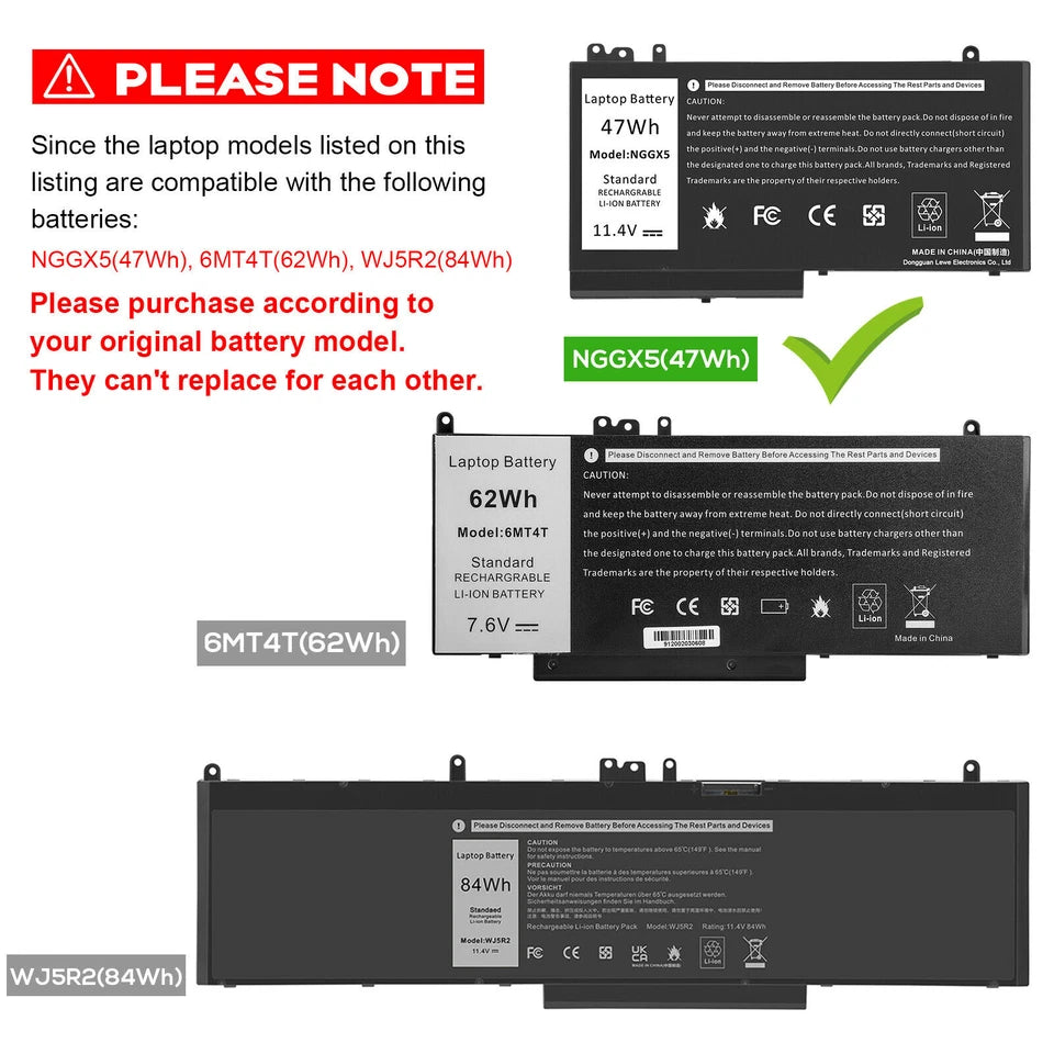 DELL  Latitude E5270 - NGGX5 Genuine Original  Laptop Notebook Battery)