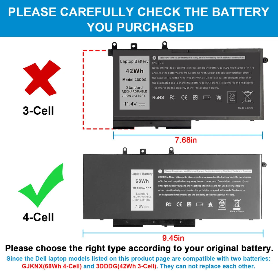 DELL 0FPT1C	05YHR4 C7J70 5GJVW - GJKNX Genuine Original  Laptop Notebook Battery