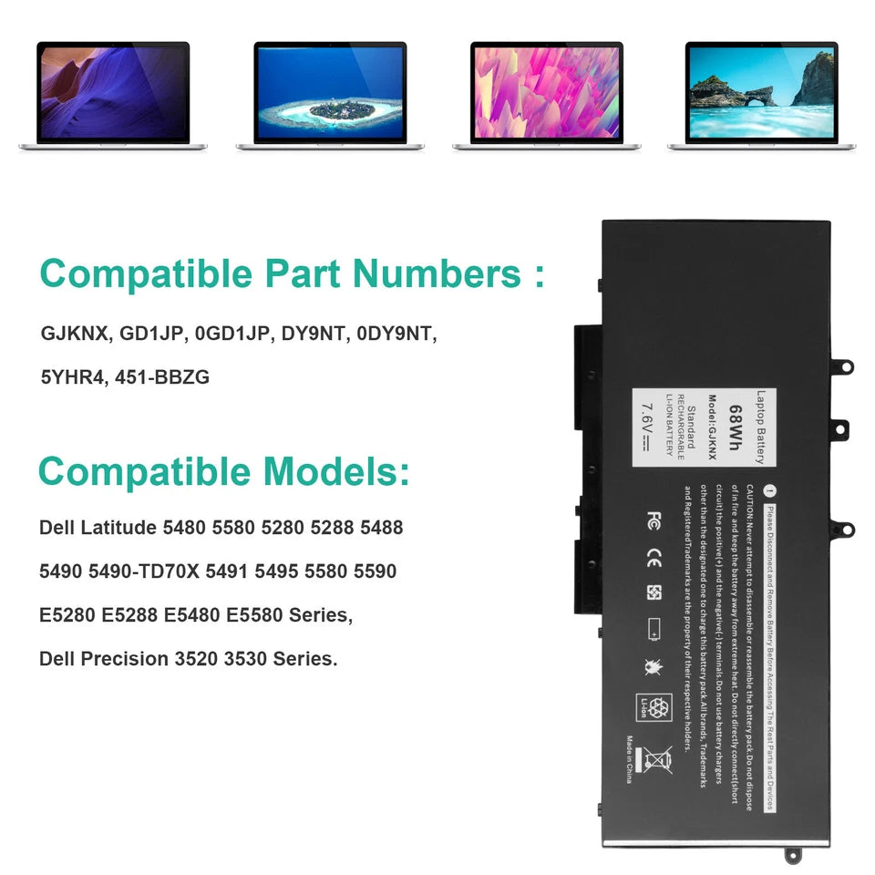 DELL 0FPT1C	05YHR4 C7J70 5GJVW - GJKNX Genuine Original  Laptop Notebook Battery