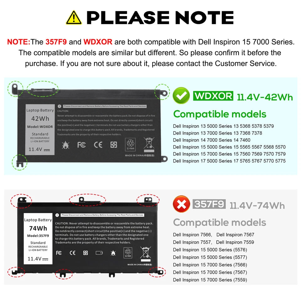 DELL 15MF-1508TT - WDXOR Genuine Original Laptop Notebook Battery