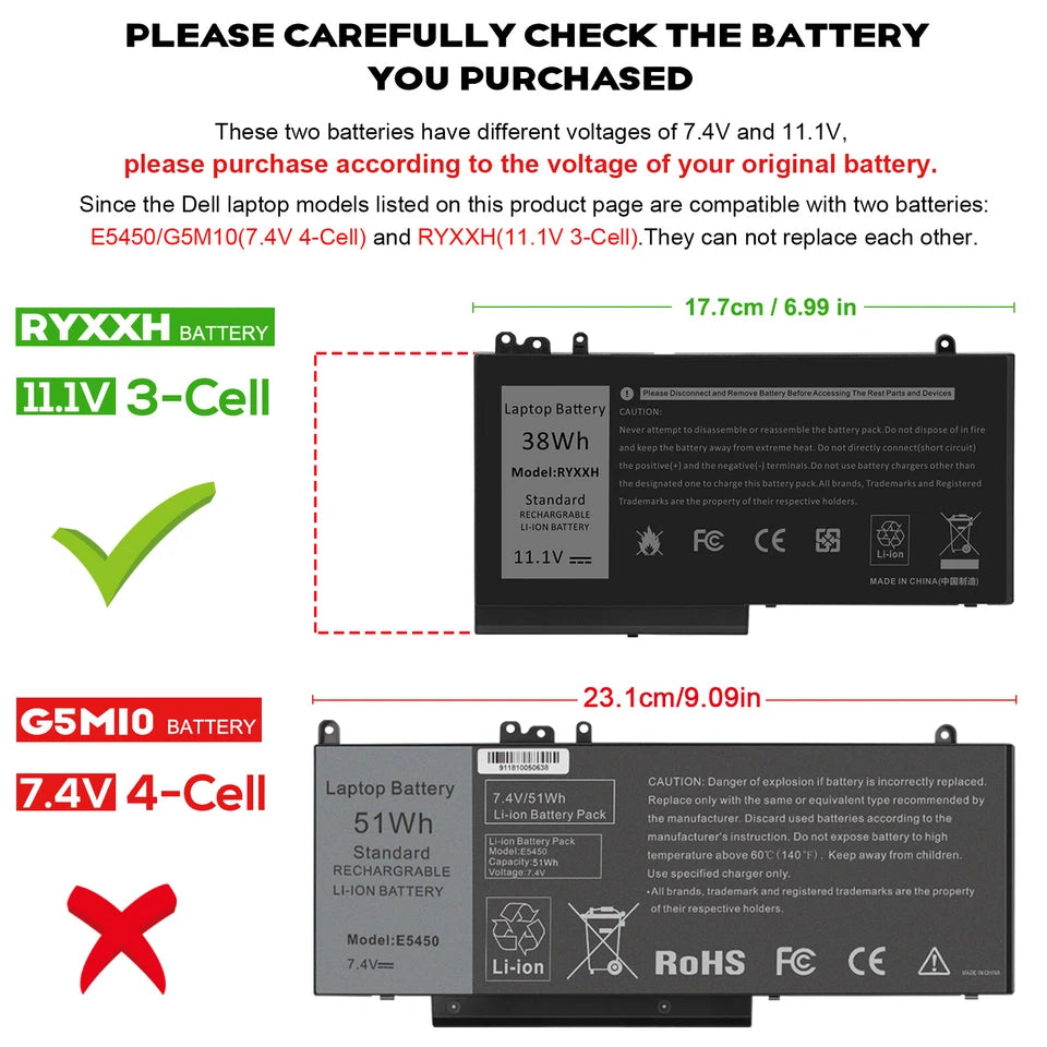 DELL RYXXH - RYXXH Genuine Original  Laptop Notebook Battery