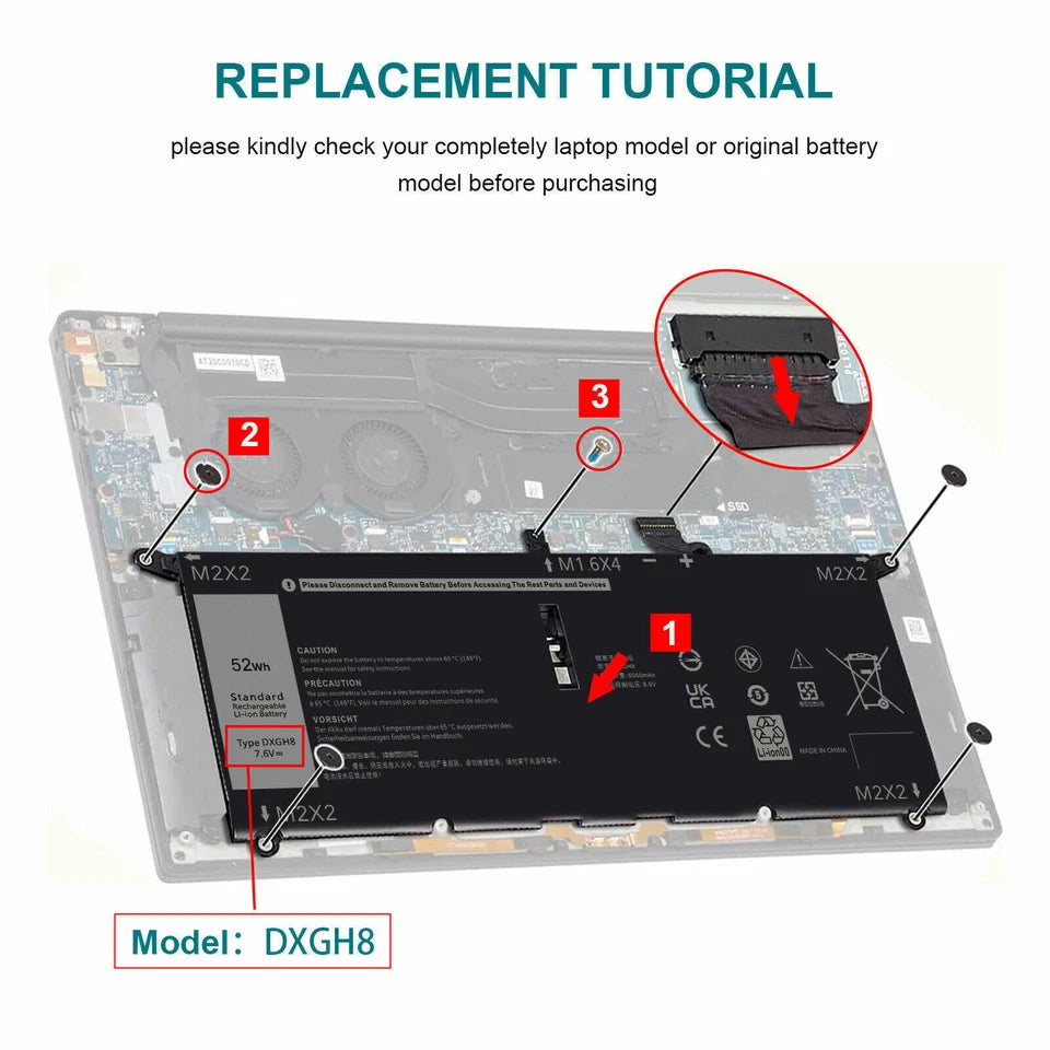 DELL XPS 13 7390 - DXGH8 Genuine Original  Laptop Notebook Battery