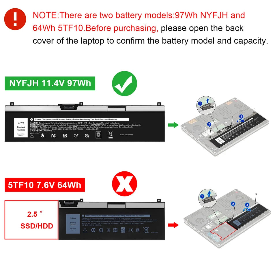 DELL NYFJH – NYFJH Genuine Original Laptop Notebook Battery