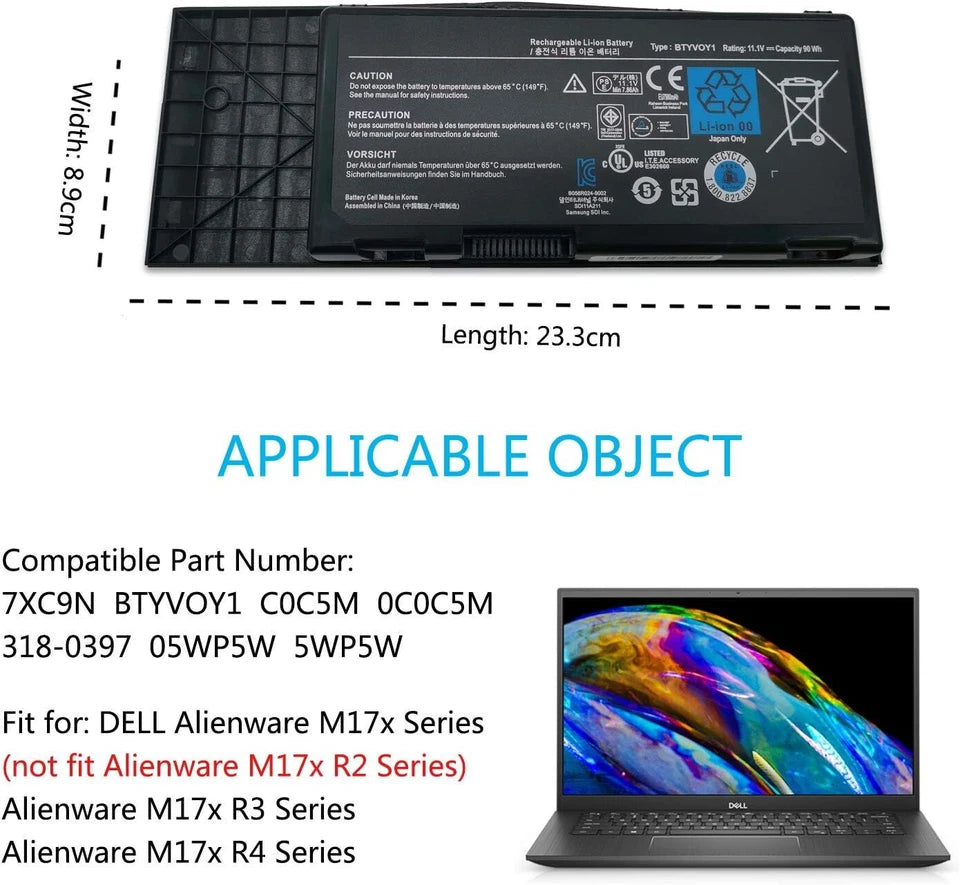 DELL BTYVOY1 - BTYVOY1 Genuine Original  Laptop Notebook Battery