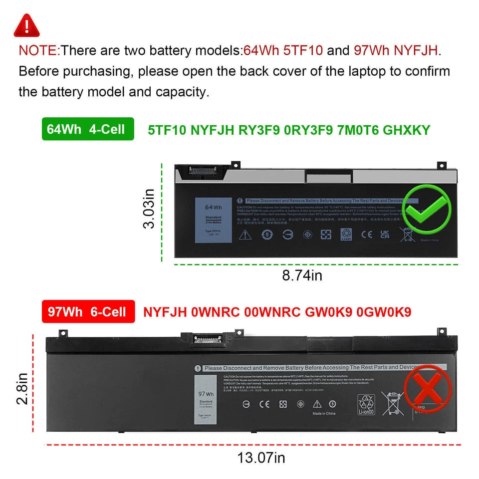 DELL 5TF10 – 5TF10 Genuine Original Laptop Notebook Battery