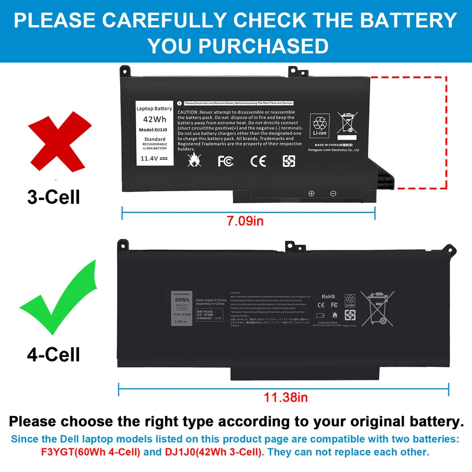 DELL 0DM3WC 2X39G DM3WC	KG7VF 0F3YGT MYJ96 V4940 H2V87 DWX9J- F3YGT Genuine Original  Laptop Notebook Battery
