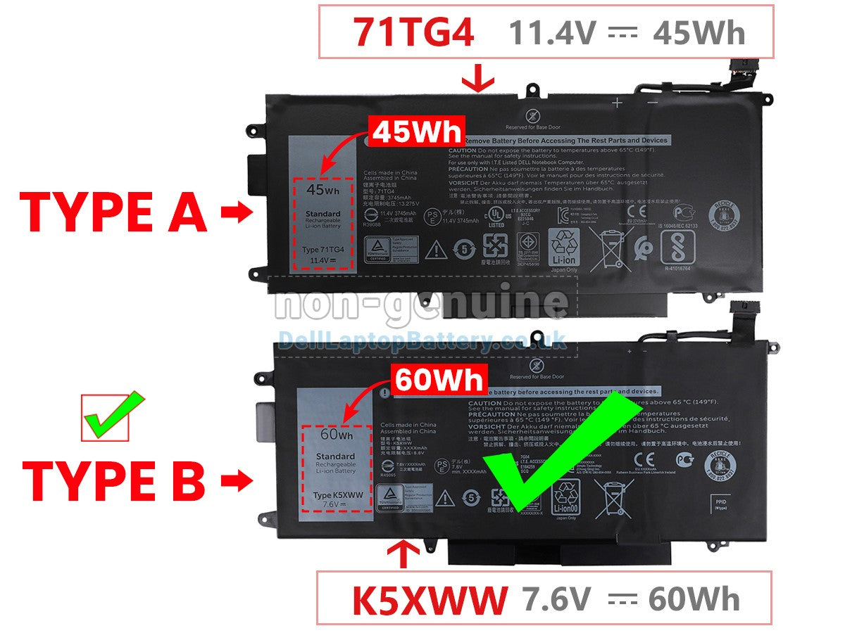 DELL K5XWW - K5XWW Genuine Original  Laptop Notebook Battery