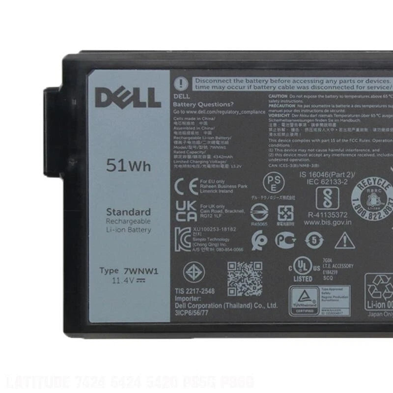 DELL 7WNW1 - 7WNW1 Genuine Original  Laptop Notebook Battery