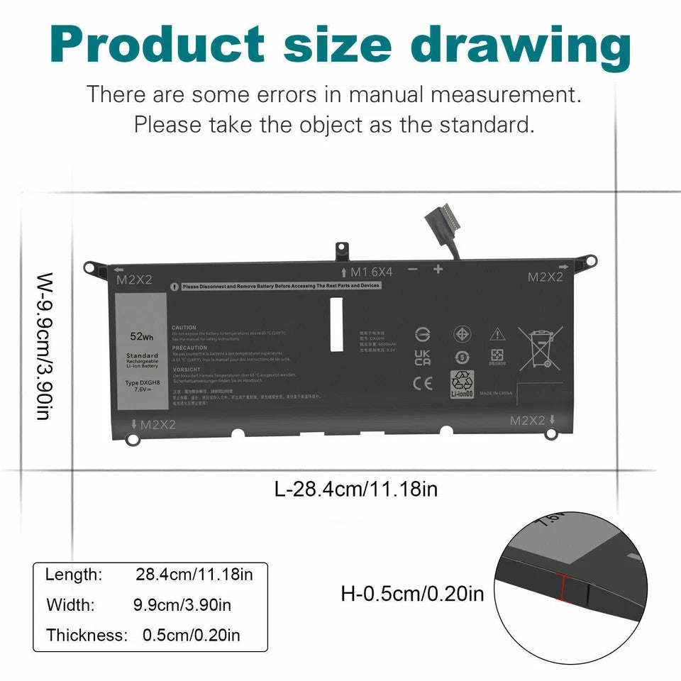 DELL XPS 13 9370 - DXGH8 Genuine Original  Laptop Notebook Battery