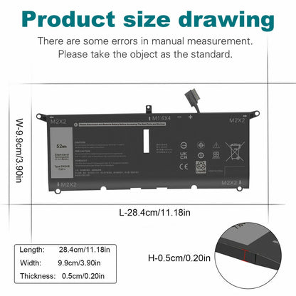 DELL XPS 13 9370 - DXGH8 Genuine Original  Laptop Notebook Battery
